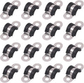 Glarks 16Pcs 8MM 2 Hole U-Tube Strap Clamp Set - 304 Stainless Steel With Rubber Cushion, Rigid Pipe U Bracket Assortment Kit for Fixing (8mm)