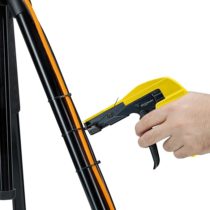 42712 Zip Tie Gun/Cable Tie Install Tool, Adjustable Tension with Built-In Cutter, for Nylon Ties up to 1/4”- Yellow