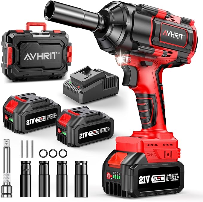 Cordless Impact Wrench, 1500Nm/1106Ft-lbs Electric Impact Gun 1/2 Inch with 2x4.0Ah Batteries, High Torque Impact Driver for Car/Truck RV/Mower