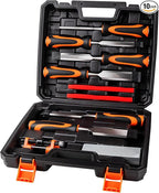 10Pcs Wood Chisel Sets, 6Pcs Premium Wood Chisels with Honing Guide, Sharpening Stone & Carpenter Pencils, Wood Carving Tools Kit for DIY & Professional Use (6-38mm)