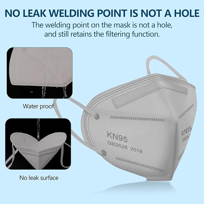 50PCS KN95 Face Masks Breathable Disposable Mask 5 Layer Cup Dust Safety Filter Efficiency≥95% with Elastic Ear Loops and Nose Bridge Clip(Grey)
