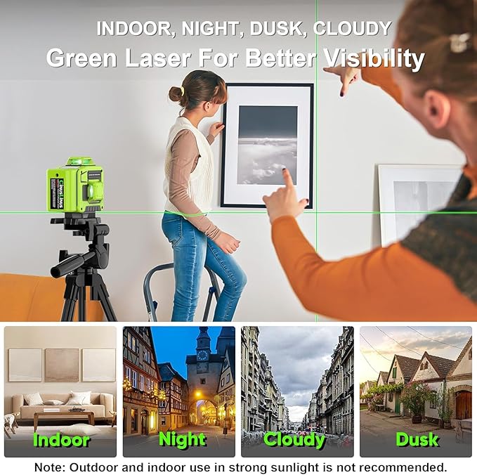 Laser Level 360 Self Leveling with Tripod,CinusLinus 4D Lazer Level,4x360° Cross Line Laser for Construction Project Renovation,Floor Tile, Laser Level Lines Tool