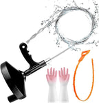 FLSEPAMB Drain Auger 25 Ft Plumbing Snake Snake Drain Clog Remove Tool Professional Sink Snake for Bathtub Drain, Kitchen Sink, Comes with Gloves and 25 Inch Snake Hair Clog Remover