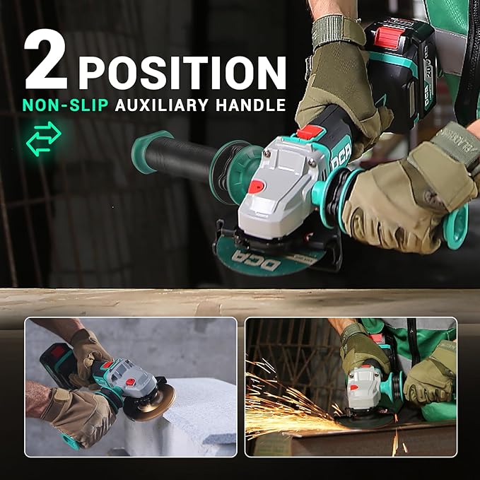 Brushless Angle Grinder 20V 4-1/2 inch, Cordless 4.0Ah Battery & 2A Fast Charger, 8500RPM, Power Angle Grinder with Cutting & Grinding Wheels, Flap Discs for Wood Metal & Rust Removal