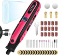 HARDELL Mini Cordless Rotary Tool, 5-Speed Rotary Tool Kit with 69 Accessories, 4V Power Rotary Tool for Cutting, Engraving, Sanding, Drilling, Polishing, Small Wood Carving tool or DIY Crafts（Pink)