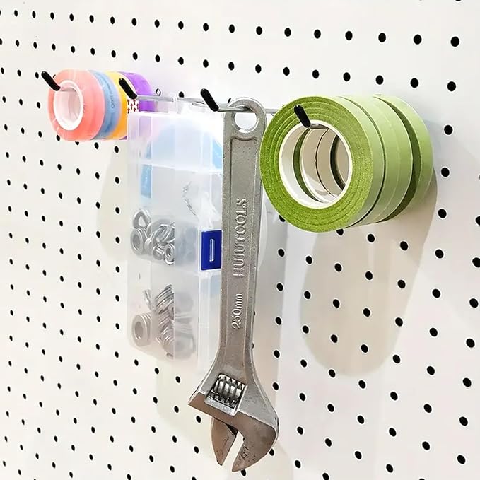 60Pcs Pegboard Hooks,2/4/6 inch Peg Board Hooks for Hanging.These Durable pegs fit 1/4" pegboard,Ideal peg Board Organizer Accessories for Tools,Kitchens,or Stores 1“ Hole Pitch