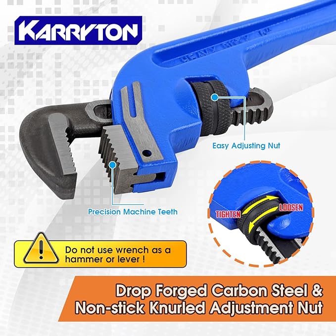 8 Inch End Pipe Wrench, Jaw Opening 1.5"/38mm Adjustable Cast Iron offset Handle Plumbing Wrench, Perfect Plumbers Tool for Oil Field, Plumbing, Auto Repair, Construction and Mechanics