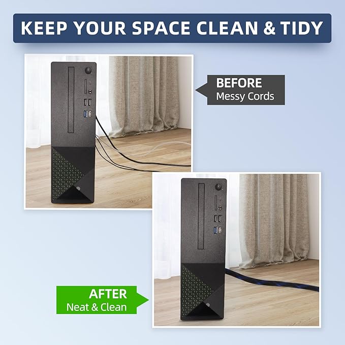 Expandable Braided Sleeving, PET Automotive Wire Loom, Flexible Cable Management for Audio Video and Other Home Device, Cord Protector from Pets (Black Blue, 5/8" x 25ft)