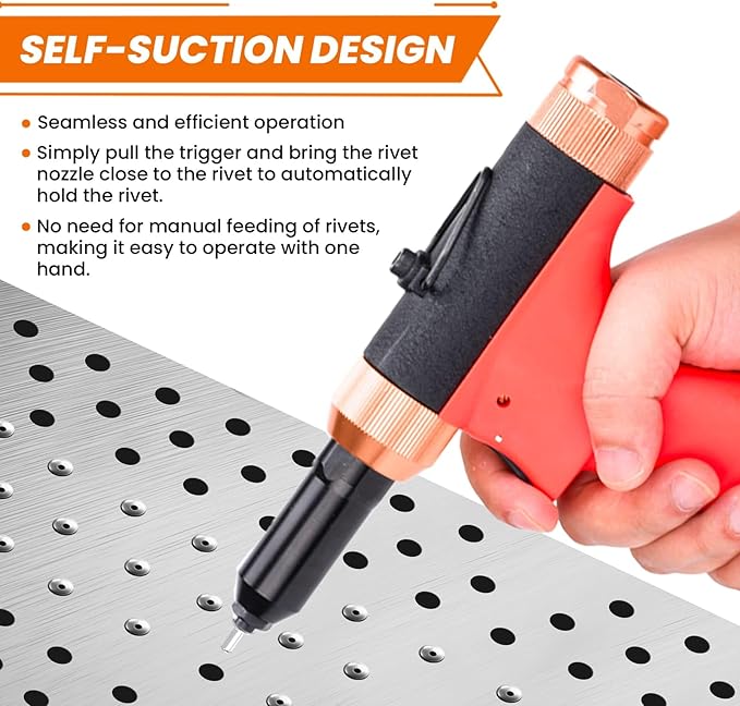 Pneumatic Rivet Gun Air Pop Riveter Tool Kit with 3/32", 1/8", 5/32", 3/16" Rivet Nozzles, Self-Suction Pneumatic Riveting Gun, Upgraded Air Riveter Hydraulic Pop Riveting Rivets Tool