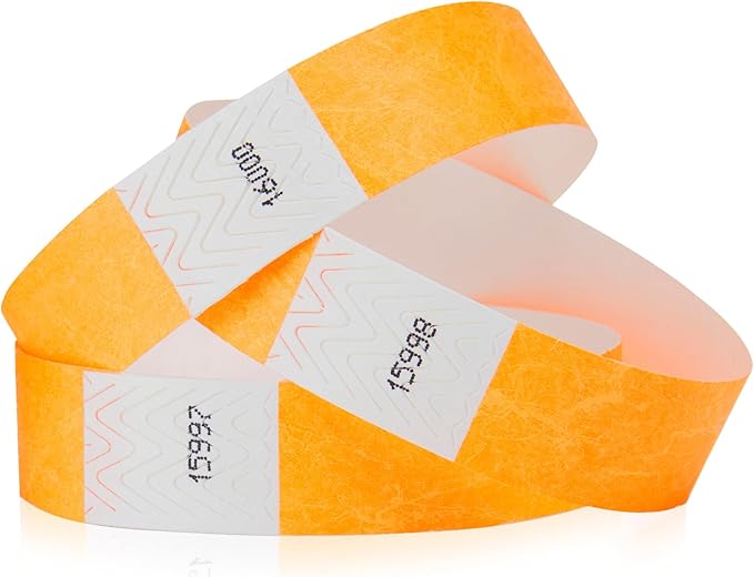 1,000 WristCo Neon Orange Tyvek Wristbands for Events - Tamper-Proof Design & Fluorescent Color Prevent Reuse Premium-Grade Bracelets for Hospital & Medical ID, Party & VIP Identification