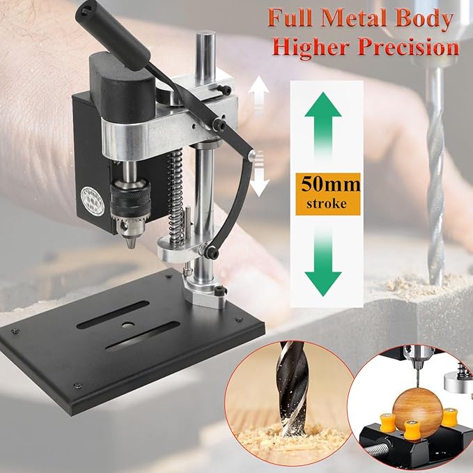 Mini Bench Drill Press, Small Benchtop Drilling Machine Electric Portable Table Driller, Adjustable 7-Speed, B10 Chuck, Drill Bit and Clamp, Metal Wooden DIY Jewelry Making Crafts Tool