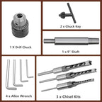 Benchtop Mortiser, 3400RPM 3/4HP Woodworking Mortising Machine with 1/4", 3/8", 1/2" Chisels Wooden Workbench, Benchtop Drill Press for Making Round Holes Square Holes Or Special Square Holes