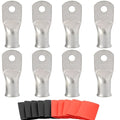 0000 Gauge Tinned Copper Cable Lugs 8 PCS 4/0 AWG-5/16(M8) Ring Terminal Heavy Duty Wire Lugs Battery Lugs, 8 PCS 4/0 Guage terminals Battery Cable Ends Connectors with 8 PCS 3:1 Heat Shrink Tube