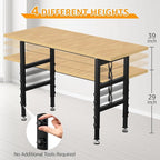 60" Adjustable Workbench,Heavy-Duty Work Table,3000 LBS Load Capacity Particleboard Hardwood Workstation Outlets with Power Strips and Fixed feet,for Workshop, Garage
