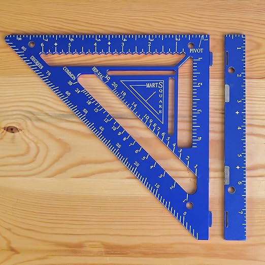 7.5" Magnetic Rafter Square with Jig Block - Multi-Angle Measuring Tool (90° & 180°) for Precise Carpentry & Flatwork(Red) (Black)