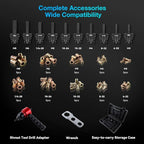 YUZES Rivet Nut Tool Rivet Nut Kit, Rivet Nut Gun Adapter Compatible with Cordless Drill & Ratchet Wrench, Newly Labor-Saving Rivnut Tool with 10 Mandrels & 50 Rivet Nuts, Rugged Carrying Case