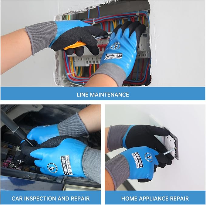 Insulated Electrician Gloves 400V High Voltage Resistant,Flame Retardant Fully Waterproof