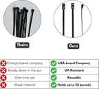 250-Count Reusable 8-inch UV Resistant Nylon Cable Zip Ties, Black