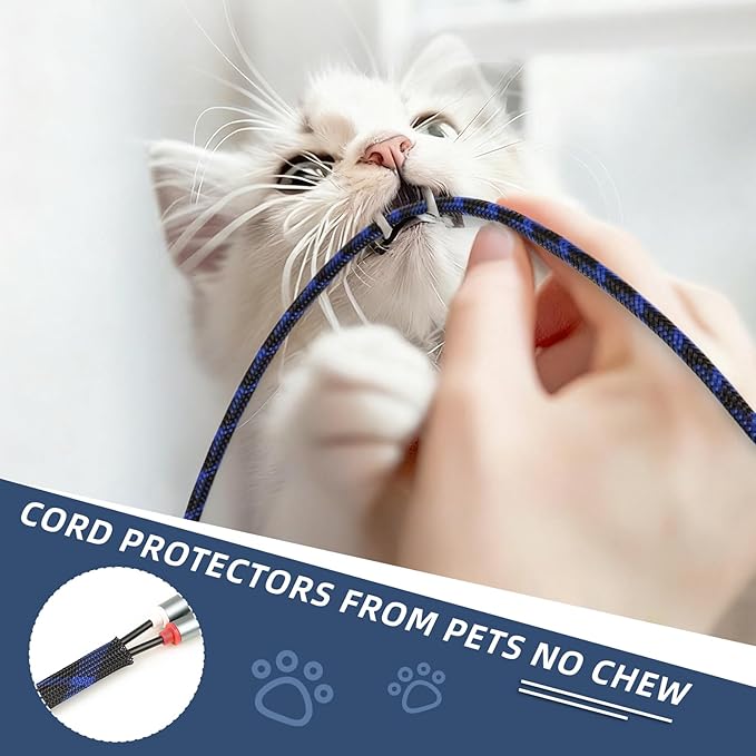 Expandable Braided Sleeving, PET Automotive Wire Loom, Flexible Cable Management for Audio Video and Other Home Device, Cord Protector from Pets (Black Purple, 3/8" x 25ft)