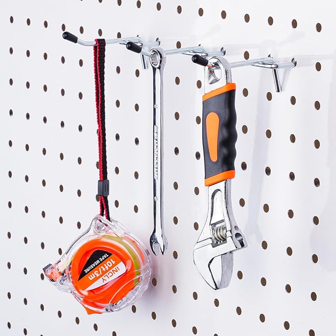 INCLY 50 Pack Pegboard Hooks, 2 Inch Metal Peg Board Hooks Accessories, Peg Board Tool Hangers Fit for 1/8“ and 1/4" Pegboard Hanging Tools for Garage, Craft Room, Kitchen, Store