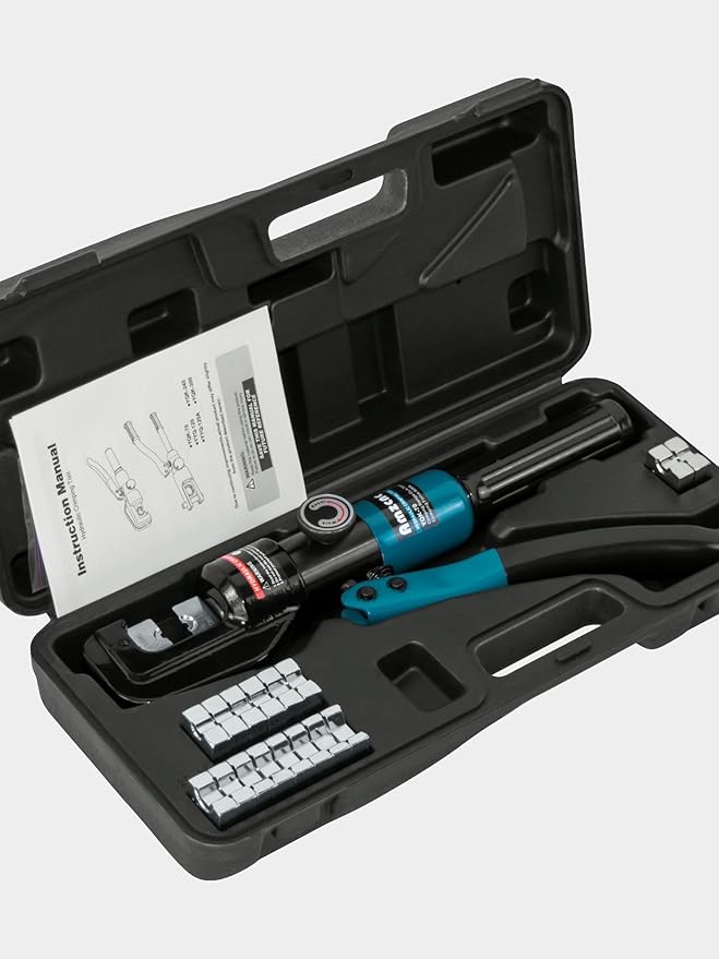 Hand Operated Hydraulic Crimping Tool Range 12 AWG-2/0 AWG for Cable lugs Hydraulic Crimping Crimper Wire Terminal Lug Tool with 9 Pairs Dies