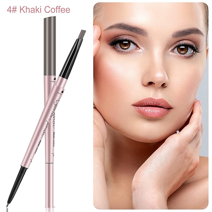 1-Pack Eyebrow Pencil & Brow Razor with Comb kit, Dual-ends Easy to Color Waterproof Long-lasting Makeup Natural Eye Brows Looking (Khaki Brown)