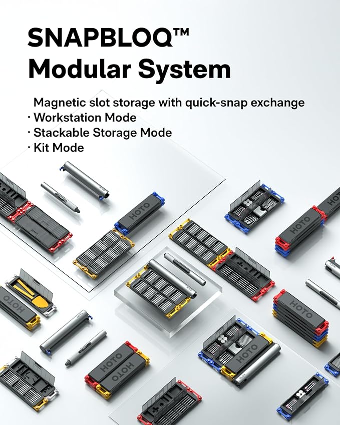HOTO SNAPBLOQ™ R-A04 Mini Cordless Rotary Tool Kit 4V, Nex-gen Brushless Motor, 22000 RPM Variable Speed, 38 Accessories, Ideal for 3D Printer Sanding, Polishing, Drilling, Carving, DIY Crafts