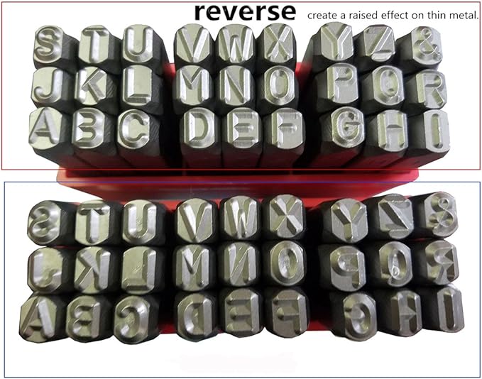 27pcs Heavy Duty Steel Stamp Uppercase Reverse Letters 3/64 1mm Hand Stamping Character Mark Code Alphabet Punch Kit for Bracelet Ring Jewelry Sheet Metal Plate Making Mold Die