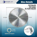 LSS Upgraded Version 14 inch Diamond Saw Blade Dry or Wet Cutting for Concrete Stone Brick Masonry,1"-20mm Arbor with 14 mm Segment