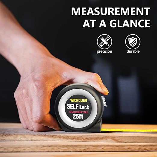Tape Measure 25FT Self-Locking, Steel Made Retractable Measurement, Imperial/Metric Scale, MID Precision, Easy to Read, Used for Architects, Carpenters, Handicrafts. (25FT)