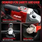 DOGTOOTH Max 21V 4-1/2'' Cordless Angle Grinder Set with 2 * 4.0 Ah Batteries, Compatible with Makita 18V Battery, Brushless Motor, Max10000 RPM, Charger, 4 Cutting&Grinding Discs and Carry Case