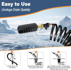 Drain Cleaning Bladder Kit, Including 3 Sizes Rubber Bladders, 10 Ft Retractable Hose, Brass Faucet Adapter & Shut-Off Valve, Durable Drain King Style Tool for Pipe & Sewer Unclogging (6 pcs)