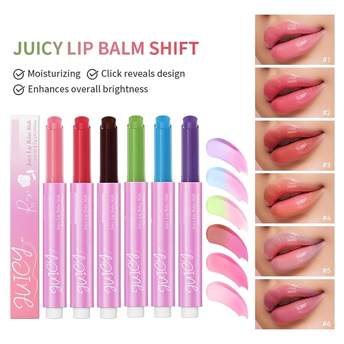 MAEPEOR Tinted Lip Balm 6 Colors Moisturizing Lip Balm Hydrating Changing Lip Gloss for Lip Care and Dry Lip (01 Rose)-VeraVaultWomen