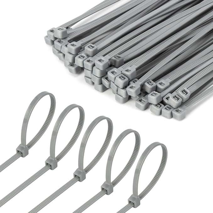 8 Inch Silver Zip Tie 1000 PCS, 40 Lbs - Small to Medium Zip Tie, Nylon PA66 UV Resistant Cable Tie Heavy Duty for Indoor and Outdoor Use - Ideal for bundling and securing objects