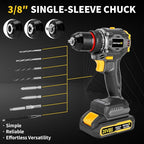 Brushless Compact Drill Tool Set, 60N.m 20V Cordless Drill Tool Box with 2 Battery, 135Pcs Man Household Combo Set with DIY Hand Taladros Kits, 531 In-lb Kit with Drill for Daily Home Repair