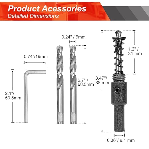 1-25/32 Inch Hole with Saw 9.1mm Triangle Shank Arbor, JTemgle Bi-Metal Hole Saw Heavy Duty Hole Cutting Tool for Cornhole Boards, Recessed Lights, Wood, Plastic, Drywall & Soft Metal