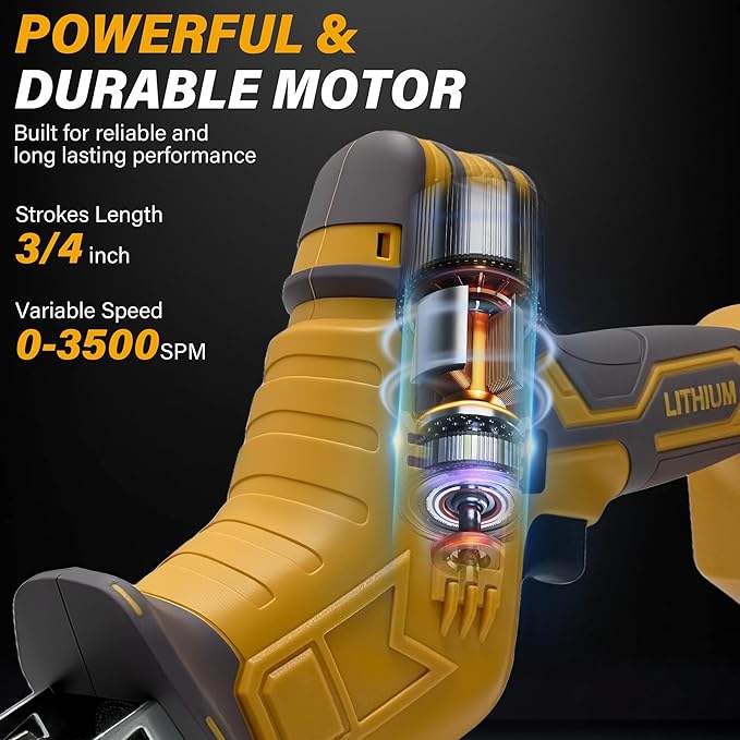 Cordless Reciprocating Saw for Dewalt 20V Battery (Not Included Battery), Variable Speed Trigger Sawzall with 4 Blades, Keyless Blade Clamp Recipro Saws for Wood, PVC, Metal and More