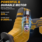 Cordless Reciprocating Saw for Dewalt 20V Battery (Not Included Battery), Variable Speed Trigger Sawzall with 4 Blades, Keyless Blade Clamp Recipro Saws for Wood, PVC, Metal and More