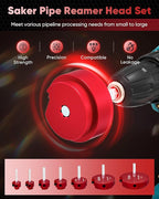 Saker PVC Pipe Reamer Kit, PVC Fitting Saver with 3/4inch, 1 inch, 1-1/4inch,1-1/2inch, 2inch,3inch,4inch Head, For SCH40, ABS Pipe,CPVC Perfect for Plumbing Repairs, Fits Standard 1/2" Drill