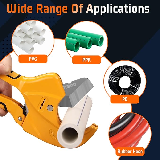 DOMINOX PVC Pipe Cutter, Cuts up to 2-1/2", Professional Cutting PEX, PVC, and PPR Pipe, Etc, Stainless Steel Blade and Aluminum Alloy Body, One-hand Rapid Cutting Tool for the Pipe