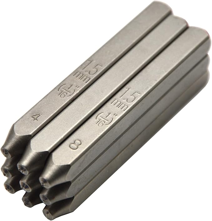 9pcs Heavy Duty Steel Stamp Uppercase Reverse Numbers 3/64 1mm Hand Stamping Serial Mark Code Alphabet Punch Kit for Jewelry Metal Sheet Plate Mold Die Making