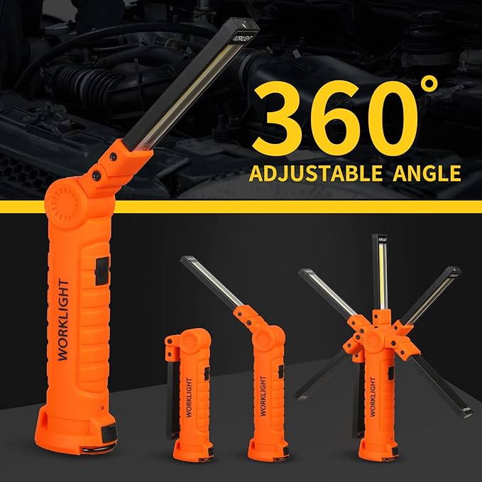 4 Pack Flash lights Vagocom Automotive Tools for Mens Dad,Cordless LED Rechargeable Worklight with Magnetic Base 360° Rotate 5 Modes Brightness Trouble Torch for BBQ,Camping,Handmade,Mechanic,Gift