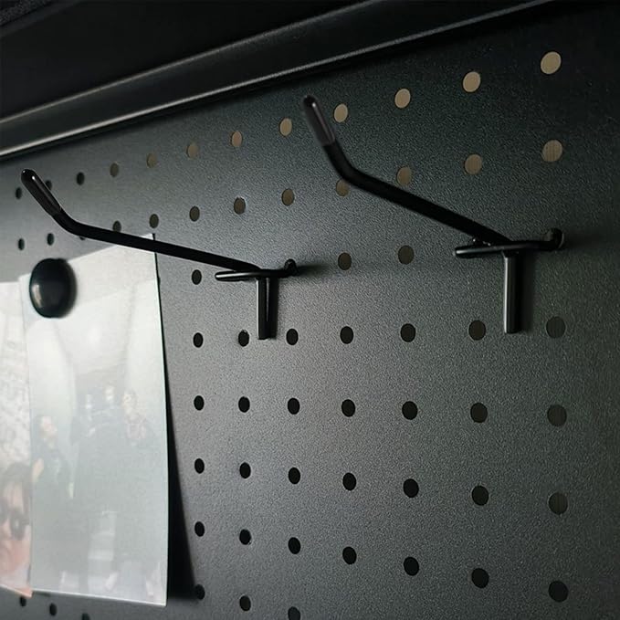 Dualshine 60PCS Black Pegboard Hooks 4 Inch, Peg Board Shelving Hook Metal Pegboard Display Hook Peg Wall Hook for 1/4’’ Spaced Pegboard, 0.2” Diameter Peg Board Peg for Garage Storage Organizer
