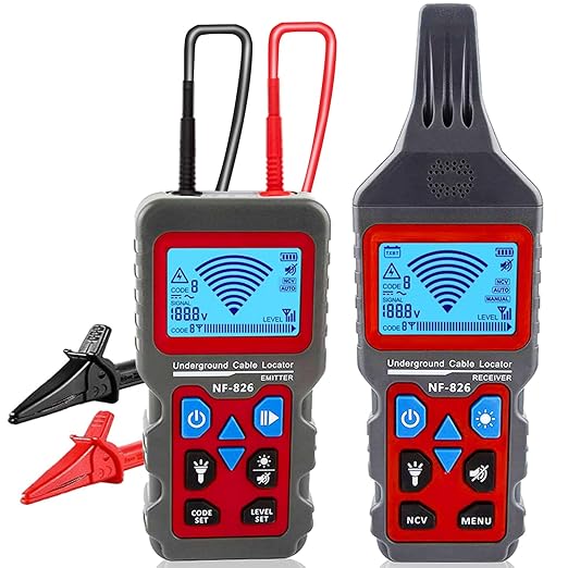NOYAFA nf-826 Underground Cable Locator, Wire Tracking Detector, Wall and Underground Pipeline Wire Detector. Fuse, Switch, Short Circuit Breaker Fault Finder/Rechargeable Underground Wire Detector