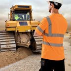 High Visibility Class 3 T Shirts，Hi Vis Safety Shirts with Reflective Strips and Pocket, Short Sleeve Quick Dry Mesh Construction Work Shirt for Men/Women Orange,Small