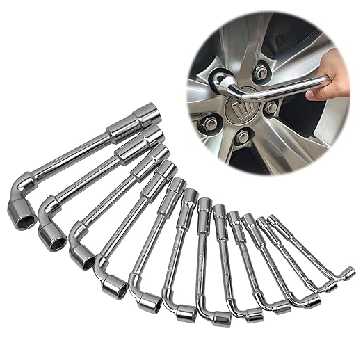 CNQLIS 12 Pcs L-Type Pipe Perforation Elbow Wrench Set, L Shaped Hex Socket Wrench Set, 6-20mm, Chrome Alloy Steel, 6 Point,Metric