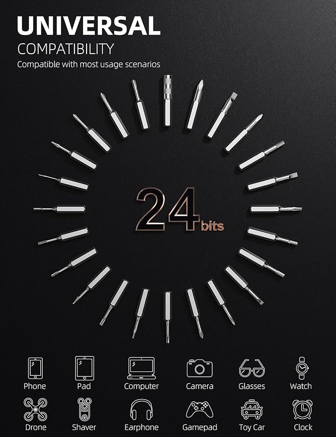 iFu Mini Electric Screwdriver, 42-in-1 Precision Screwdriver Set, Cordless, Magnetic Storage, 5/32''Hex, For Electronics Phone Camera Laptop Watch - Grey