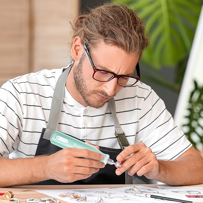 Resiners Cordless Rotary Tool Kit, Electric Resin Drill & Polishing Kit, 5-Speed Adjustable, 54pcs Jewelry Making Kit, Professional Machine for Resin Molding, Manicure, Wooden DIY Crafts