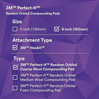 3M Perfect-It Random Orbital Coarse Wool Compounding Pad, 6"/150 mm, White, 34124, Orbital Pads for Automotive Compounding and Polishing