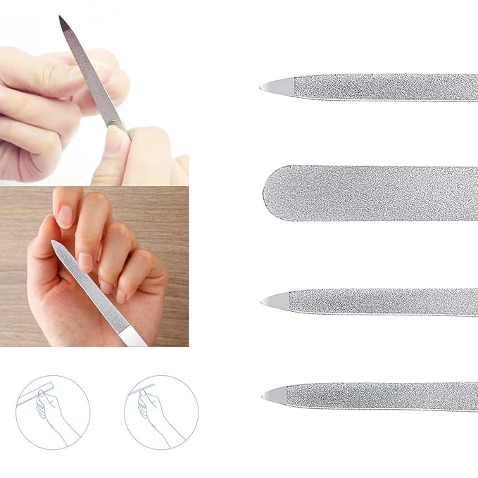 1 PCS Diamond Nail File Double Sided Metal Fingernail Manicure Files for Polish Nail, Removes Nail Ridges 5 Inches